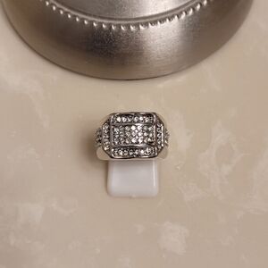 Men's Silver and CZ Statement Ring Size 7